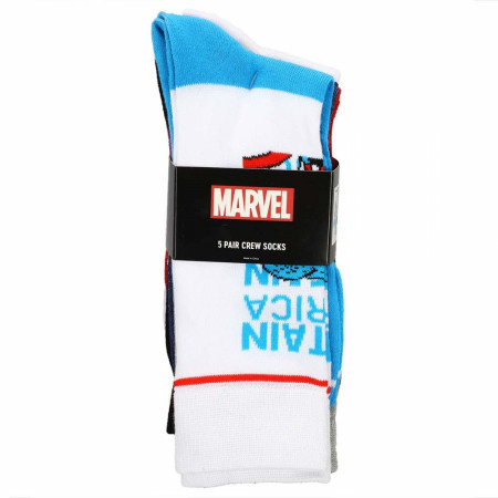 Marvel Classic Split Colorblock 5-Pair Pack of Crew Socks